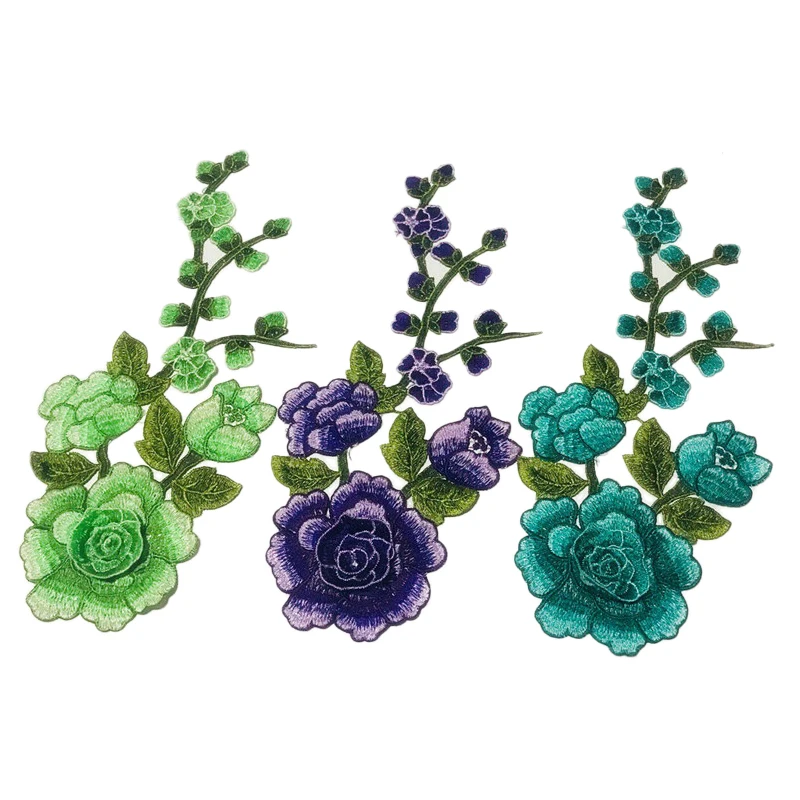 

Red Rose Embroidered Sewing On Patch Flower Patch Stickers For Clothes Badge Sewing Fabric Bag Jeans Applique Supplies