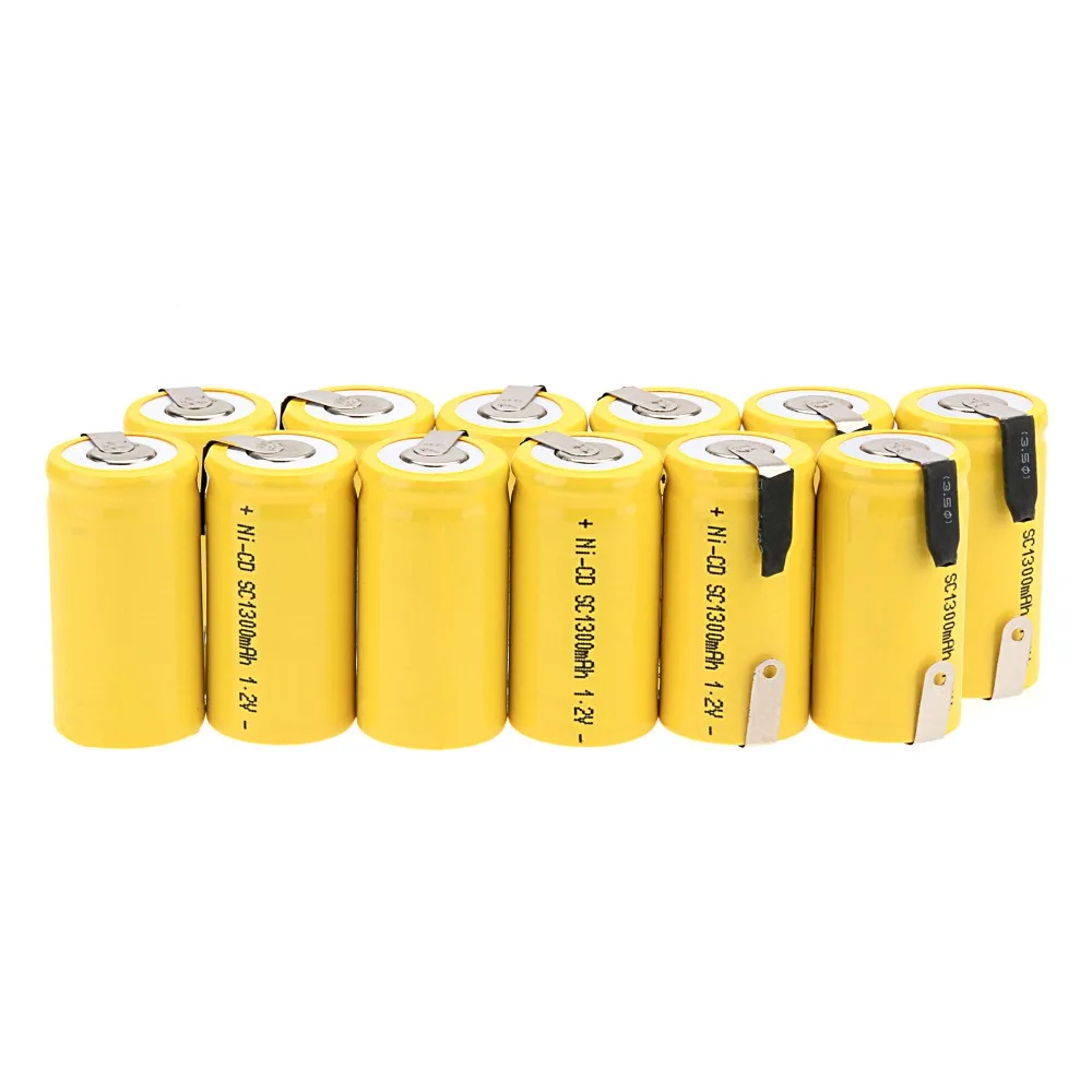 Горячая в России! 18 шт. Sub C SC 1,2 V 1300 mAh Ni-Cd nicd, перезаряжаемый аккумулятор 4,25*2,2 см