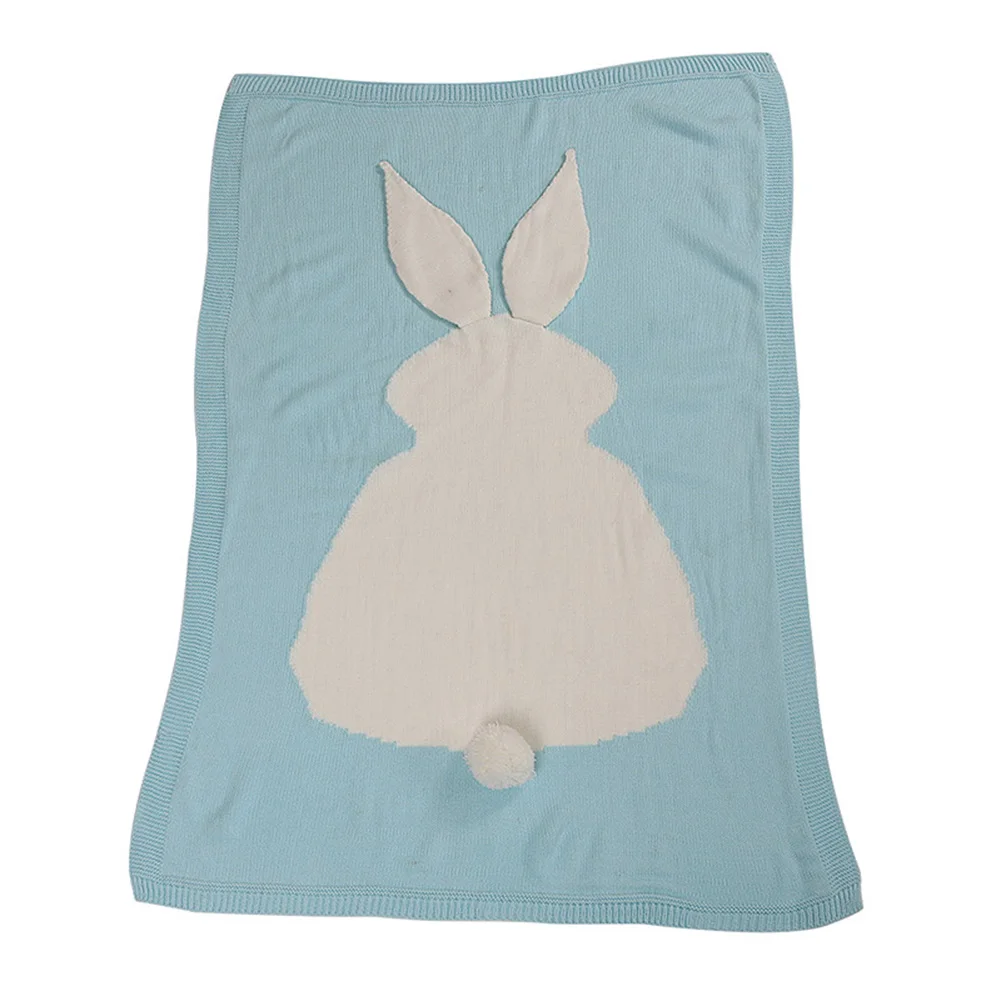 Детское одеяло с милым кроликом; одеяло с рисунком животных; мягкая теплая шерстяная пеленка; детское банное полотенце; милое постельное белье для новорожденных; реквизит - Цвет: 120 X 75cm