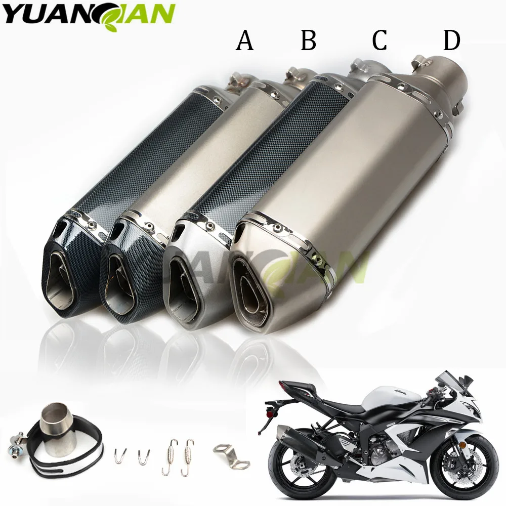 36-51mm New Motorcycle carbon fiber exhaust Exhaust Muffler pipe For Honda CBR 600 954 1000 RR Kawasaki Z800 ZX-6R ZX-10R KLE650