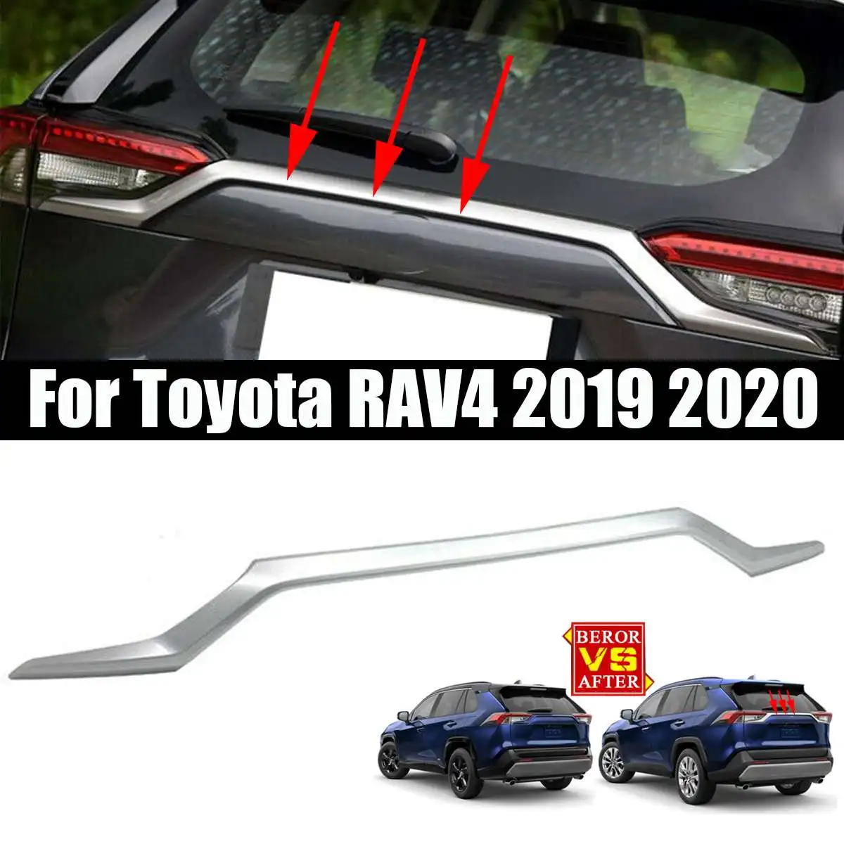 

ABS Car Accessories Exterior Decoration Rear Trunk Streamer Tail Gate For Toyota RAV4 2019 2020