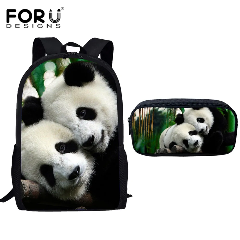 ##BUY FORUDESIGNS School Bag Teenager Girls Cute Panda Printing Children School Bag Funny School Students Boy Kids Kawaii Schoolbag