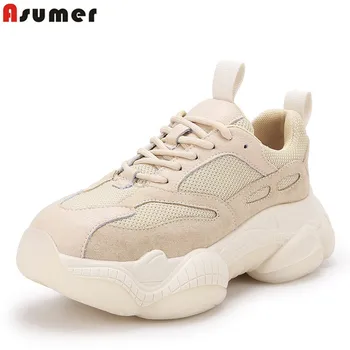 

ASUMER 2020 Fashion women sneakers thick bottom high quality lace up spring autumn platform sneakers ladies casual shoes female
