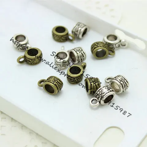 

Sweet Bell 100pcs 5*6*11mm two color Flower Pattern Bail Beads Jewelry Making D0495