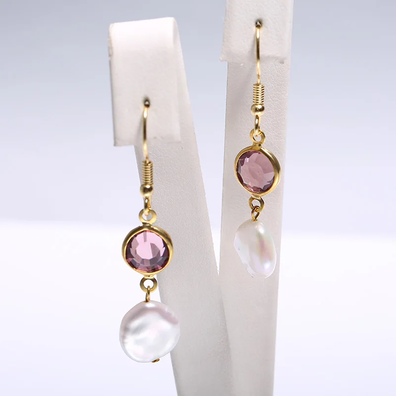 10-11mm Keshi Pearl Earrings Amethyst Dangle Earrings French Hook 925 Silver Earrings Trendy Jewelry For Women Fine Jewelry