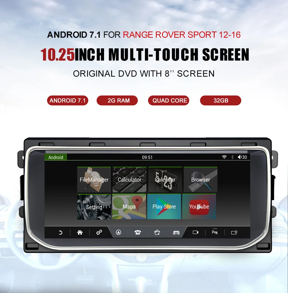 Top KANOR Multimedia Navigation GPS For Ranger Rover Sport Bluetooth Android 7.1 Radio Dashboard DVD Player 10.25" 2013-2016 0