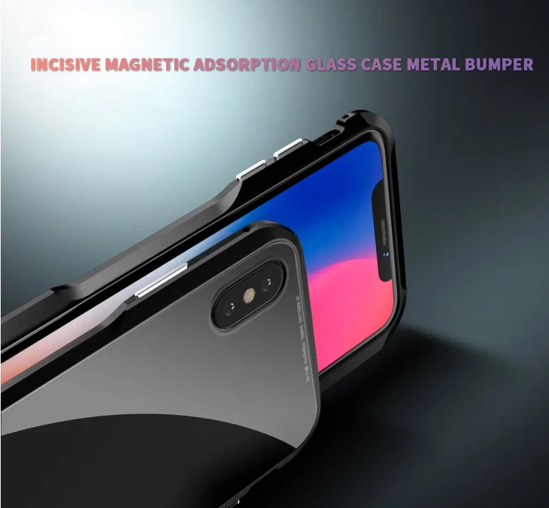 For iPhone X Magnetic Adsorption Cases Shockproof Metal Bumper (21)