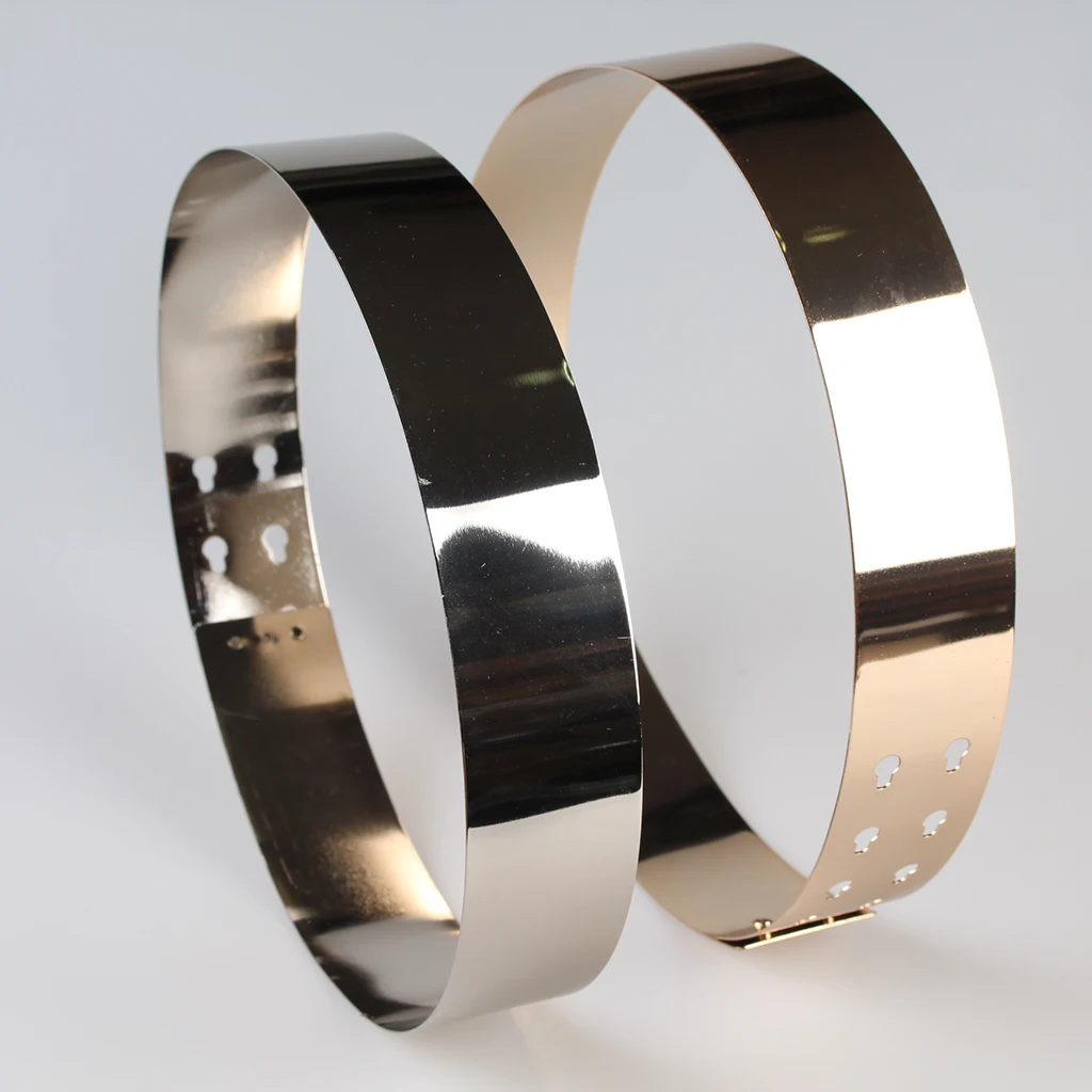 Fashion Women Adjustable Metal Waist Belt Metallic Bling Gold Silver Color Plate Vintage Lady Simple Belts Clothes Prop
