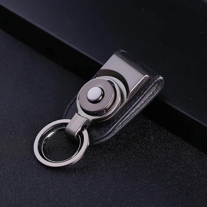 detachable hanging keychain key ring clip on belt genuine leather key chain key holder