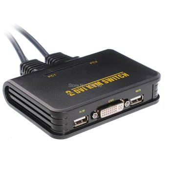 

Professional USB DVI Switch 2-Port USB DVI KVM Switch Switcher Audio Video With Cable For Keyboard Mouse Dual Monitor
