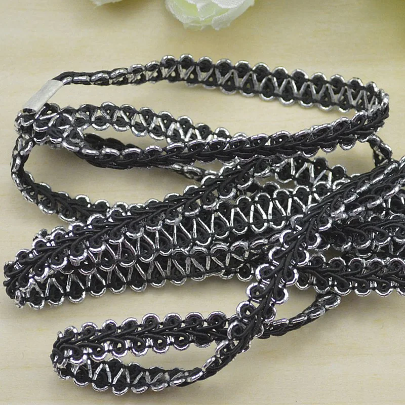 Gold Silver Braided Lace Trim Fabric Sewing Lace Ribbon Curve Apparel Garment Accessories Wedding Decor Crafts 5meters/lot