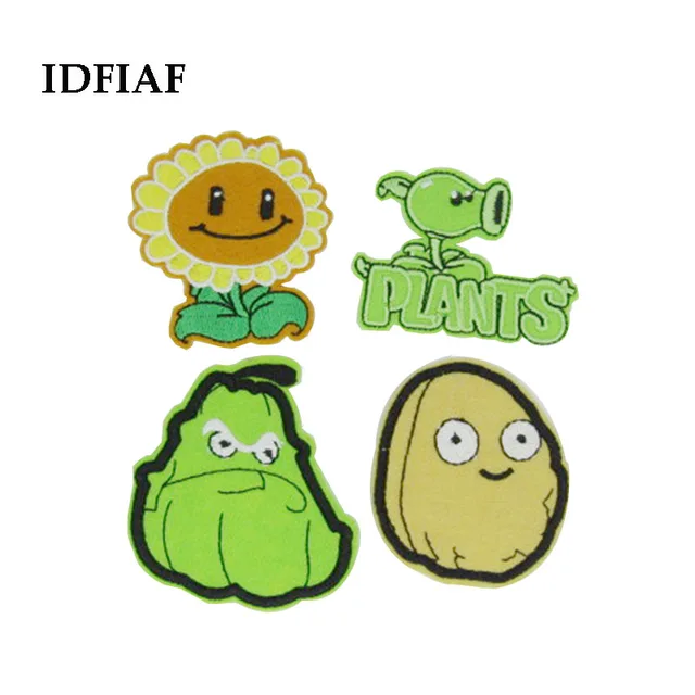 Best Price IDFIAF4pcs patches for clothing cartoon cloth paste patch attached plants vs Zombies iron on patches scrapbooking applique badge