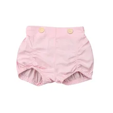 Хлопковые шорты для маленьких девочек; трусики на подгузник; трусики-шаровары с оборками; Летние повседневные шорты с эластичной резинкой на талии