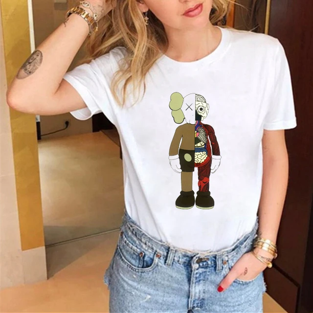 

FIXSYS Punk Style Women T Shirt Funny Graphic Print Tops Harajuku Short Sleeves T Shirts Casual Short Sleeve O Neck Woman Tops