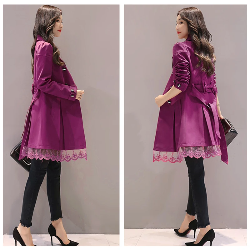 Тренч Женский двубортный с кружевной талией YL015|women trench coat|women trenchtrench coat |