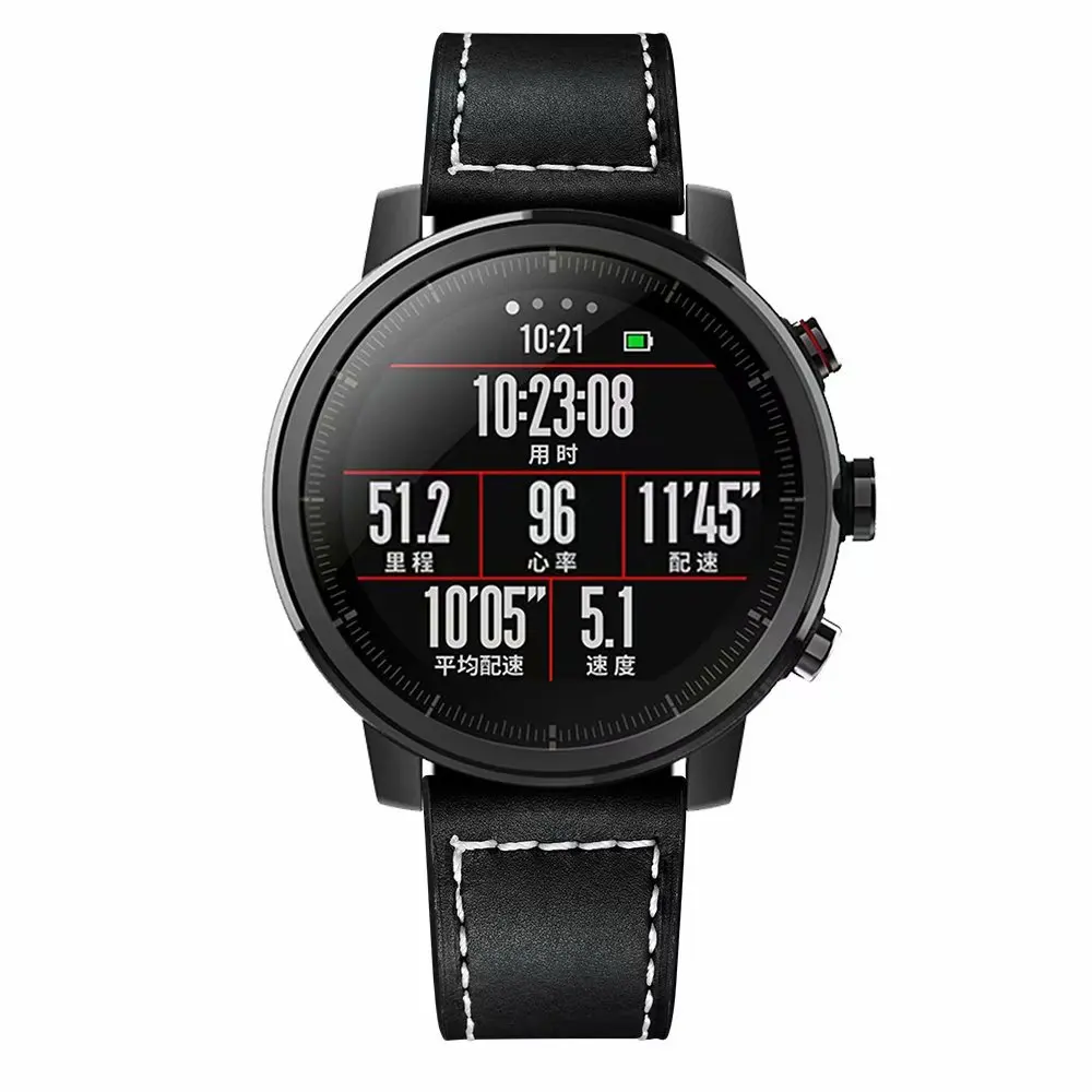 Ремешок для Xiaomi Huami Amazfit 2 1 кожаный браслет наручных часов Strat Pace2 Huawei Pro Gear S3 22