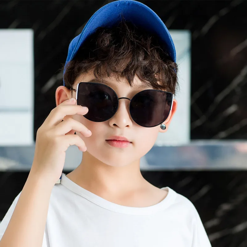 Детские солнцезащитные очки в форме кошачий глаз детские металлической оправе