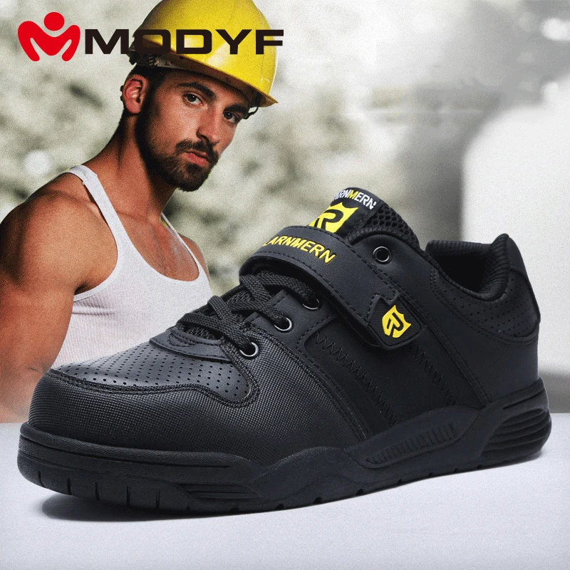 

MODYF Men's Safety Shoes Work Steel Toe Caps Shoes Outdoor Canvas Breathable Ankle Boats Boots