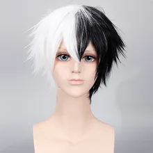 

Anime Danganronpa Monokuma Wig Cosplay Costume Dangan Ronpa Women Men Short White Black Synthetic Hair Halloween Party Wigs