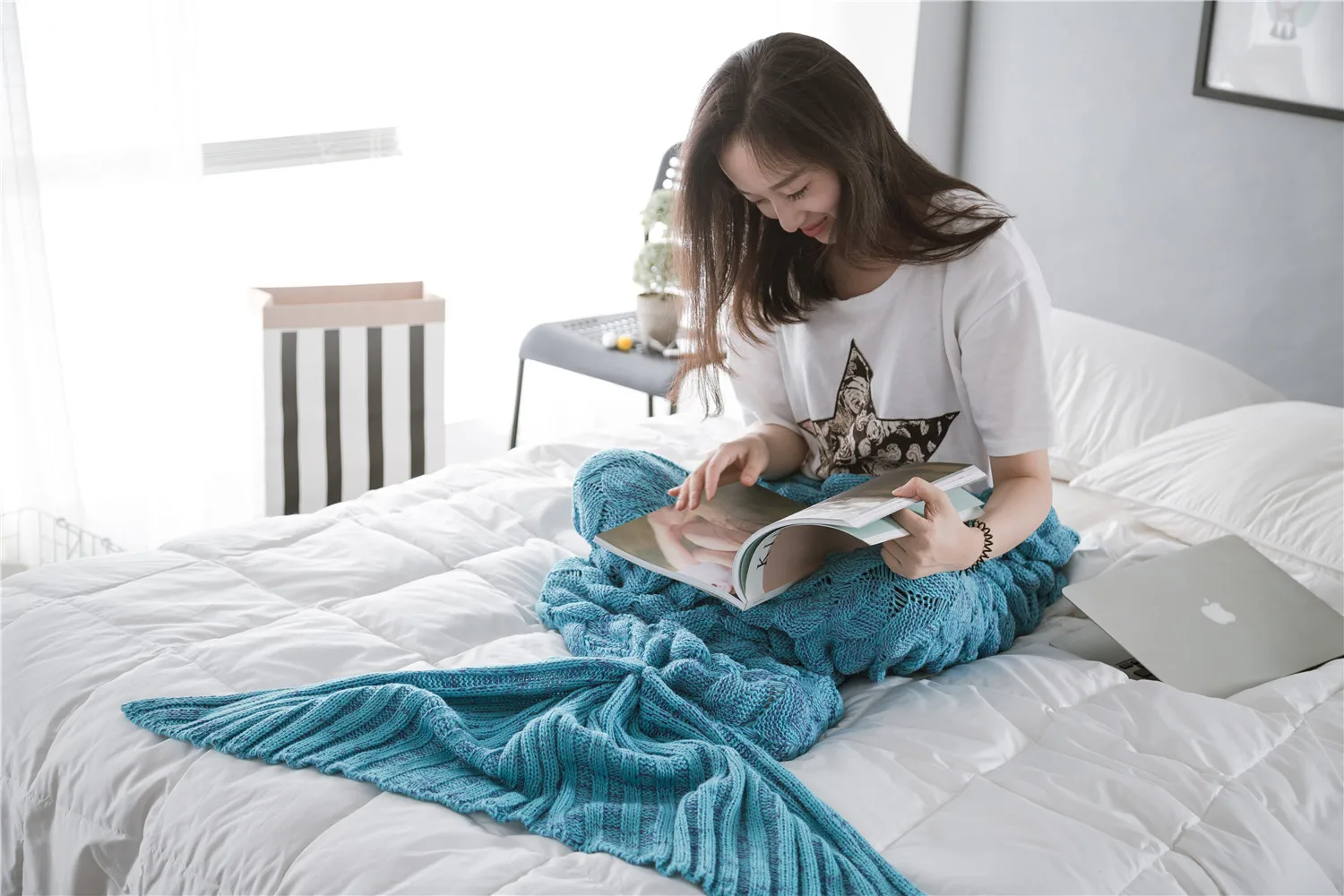 Хвост русалки рыбий чешуя одеяло женские шали из пашмины массивное вязаное одеяло забавное одеяло "Русалка" для кроватей детский диван мешок русалки