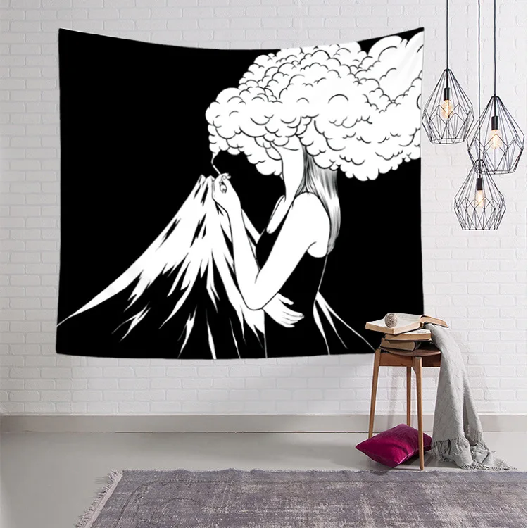 Поп-арт черный и белый креативный гобелен полиэстер прямоугольная гостиная спальня домашний декор фоновое украшение настенный