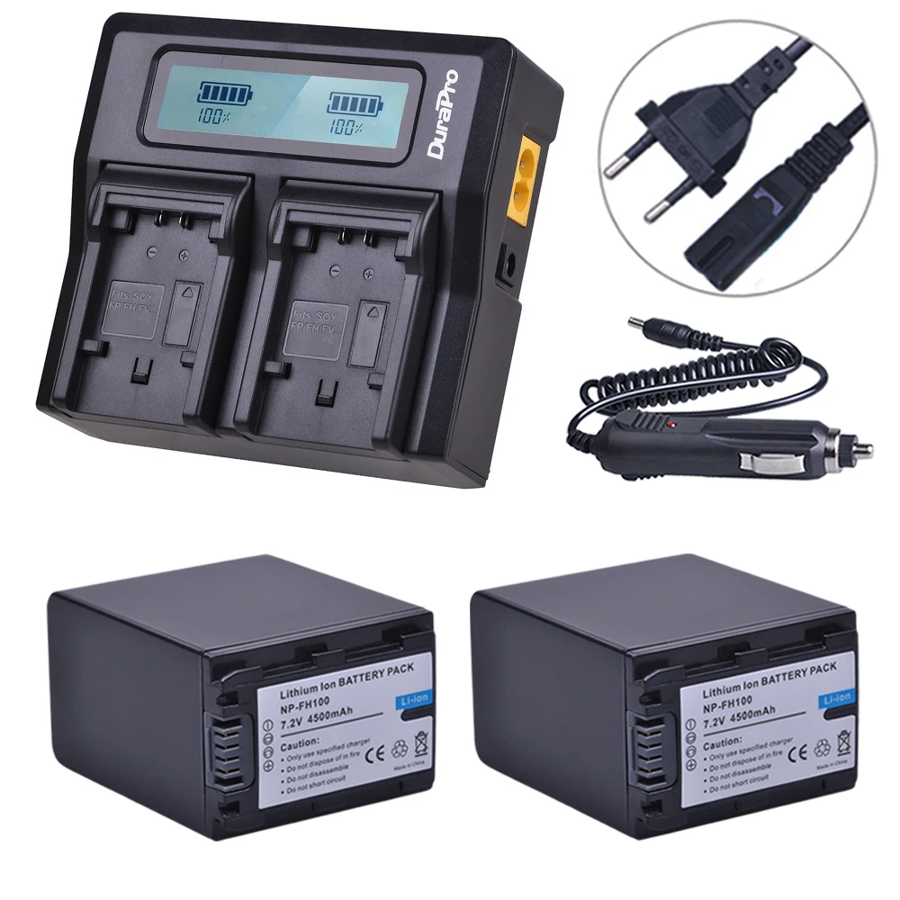 

2PCS 4500mAh NP-FH100 NP FH100 Battery + FAST Dual Charger for Sony DCR-SX40 SX40R SX41 HDR-CX105 FH90 FH70 FH60 FH40 FH30 FP50