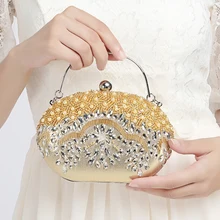 Gold Silver Luxury Women Day Clutches Chain Beading Evening Bag Wholesale Bridal Wedding Party Purses and Handbags Crossbody bag fawziya eye shape crystal wedding purses and handbags evening bag