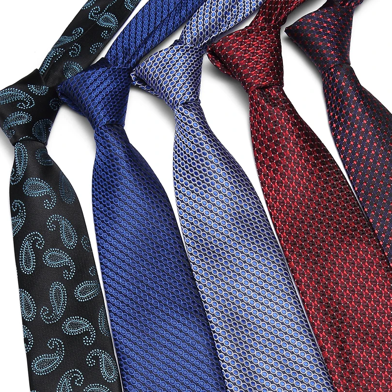 Роскошные 7 см Для мужчин; классический галстук шёлковый жаккардовый тканый клетчатый полосатый Cravatta галстуки человек деловой, для жениха