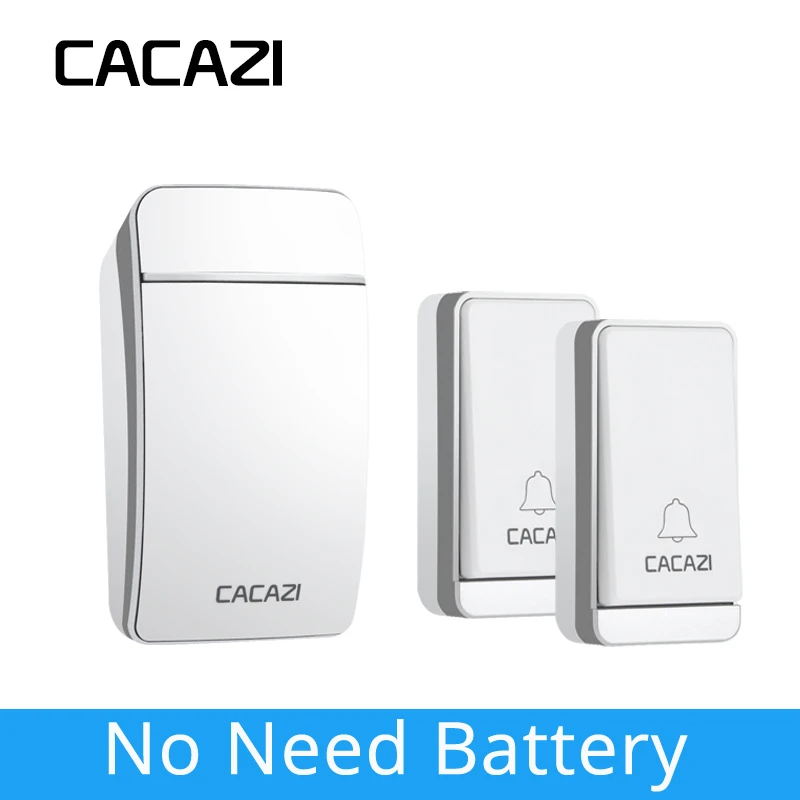 CACAZI Self-Powered Wireless Doorbell Waterproof Smart No Battery 200M Remote LED Home Calling Bell 38 Rings 3 Volume EU Plug CACAZI Self-Powered Wireless Doorbell Waterproof Smart No Battery 200M Remote LED Home Calling Bell 38 Rings 3 Volume EU Plug