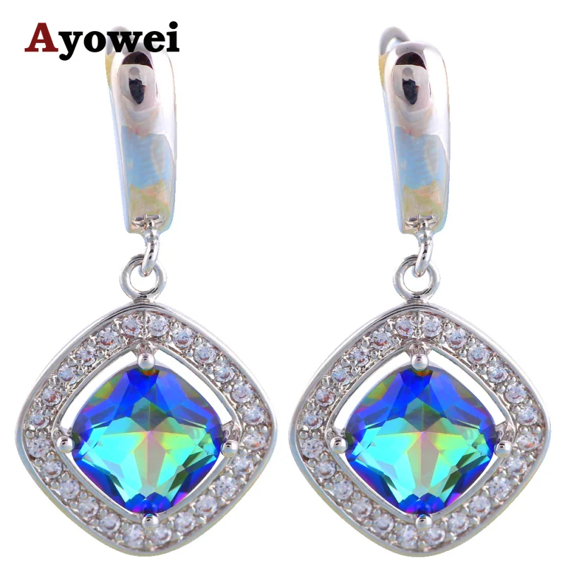 

Ayowei Nobby CZ Earrings for Ladies Silver Multicolor Crystal Fashion Jewelry Weddidng Dangle Earrings JE1121A