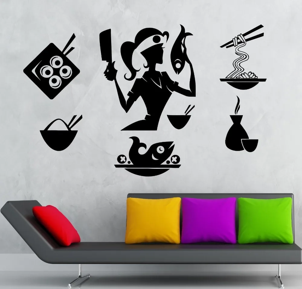 Popular Chef Wall Decalsbuy Cheap Chef Wall Decals Lots From - Sushi Girl Vinyl Wall Decal Japanese Sushi Chef Food Oriental Restaurantmural Art Wall Stickerhome Decoration popular chef wall decalsbuy cheap chef wall decals lots from - sushi girl vinyl wall decal japanese sushi chef food oriental restaurantmural art wall stickerhome decoration