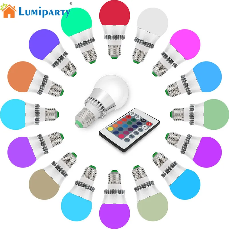E27 16 цветов Изменение RGB Светодиодная лампа волшебный шар 85 265 в Светодиодный