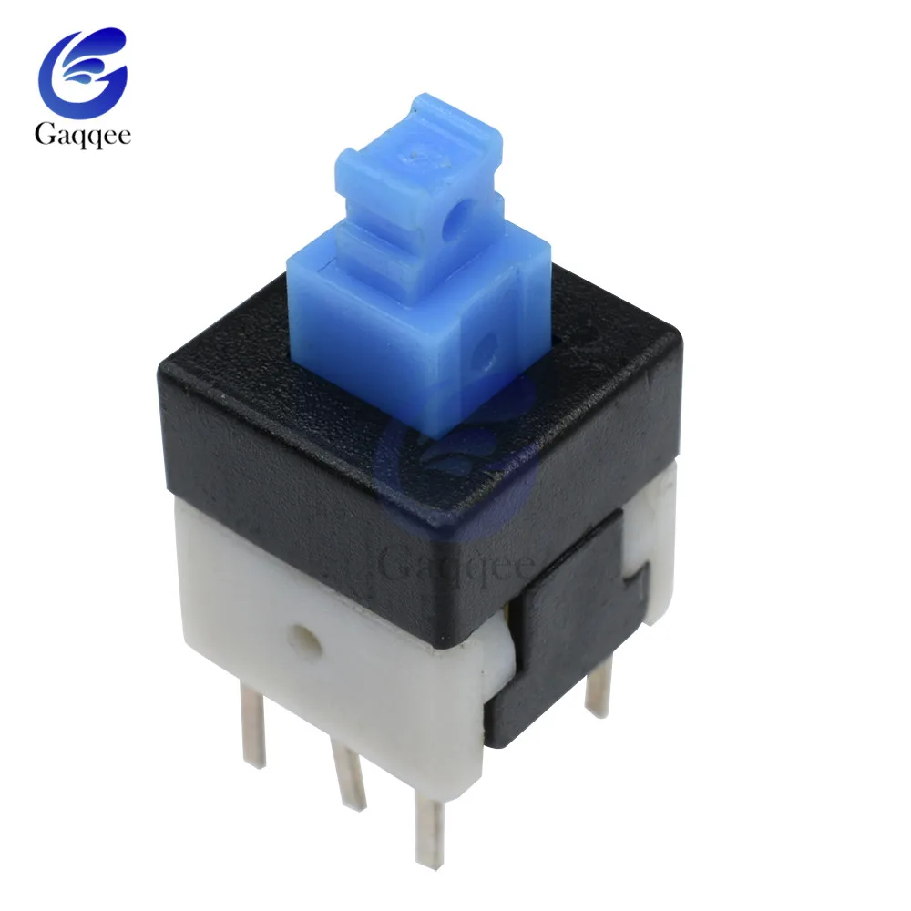 10PCS Nueva Tapa Azul 8X8mm control de interruptor de botón cuadrado tipo de bloqueo automático 