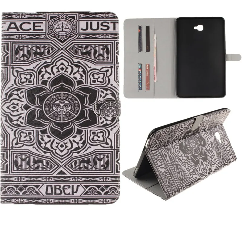 Luxury 2 Leavies PU Leather Case for Samsung Galaxy Tab A 10.1 2016 Case  T585 T580 T580N Case Stand Flip Wallet Tablet Cover (52)