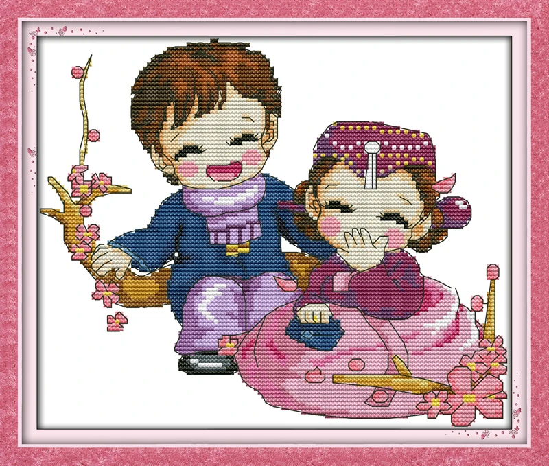 

Under a peach tree counted printed on fabric DMC 14CT 11CT Cross Stitch kits,embroidery needlework Sets, Home Decor