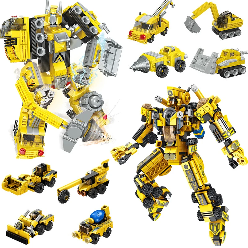 

Compatible Legoingly city construction Transformation robot mech excavator digger crane engineering vehicle building blocks toys