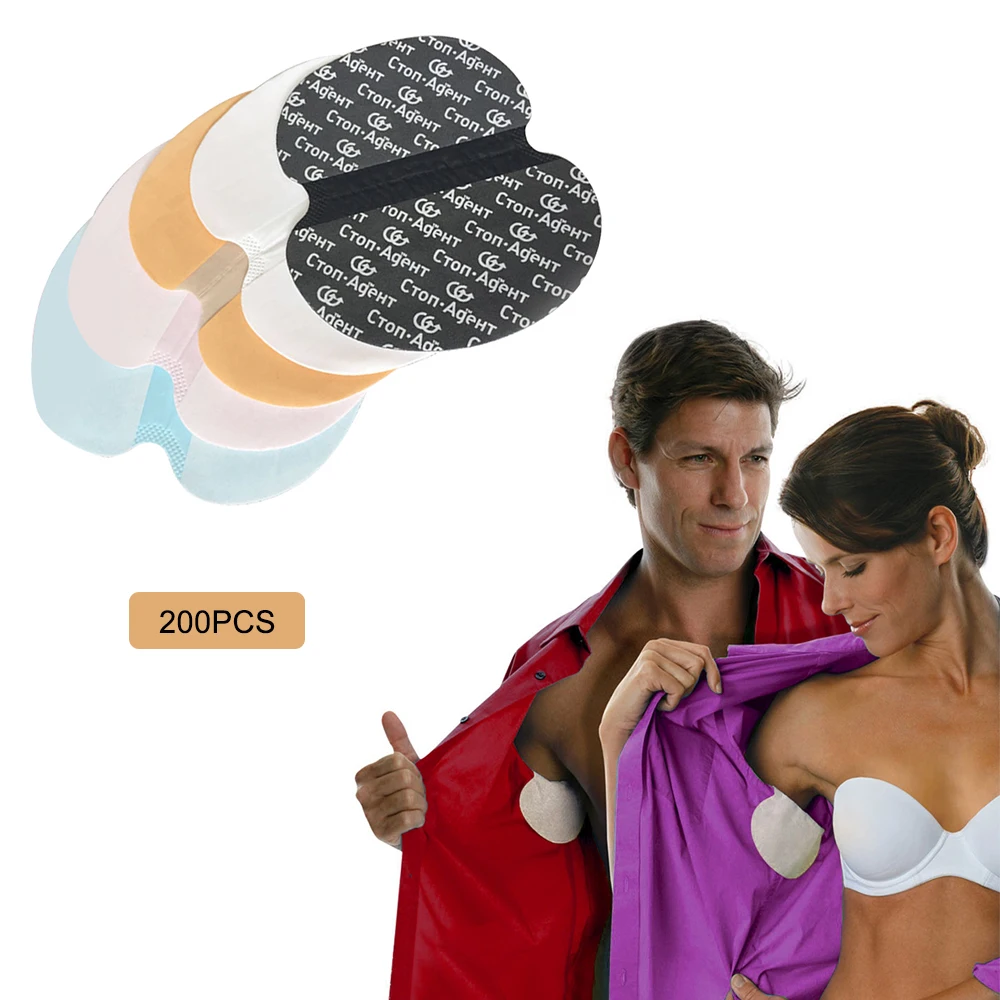200 шт Летний дезодорант для подмышечной зоны подушечки для пота одноразовые накладки для подмышек впитывающие наклейки против пота черные хлопковые накладки