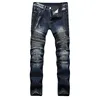 New Men Vintage Slim Fit Straight Biker Jeans Multiple zipper Pleated stitching Male streetwear Hip Hop Motorcycle Denim pants ► Photo 1/6