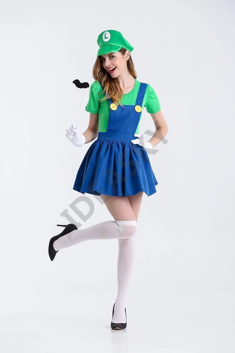 Супер Марио bros костюмы костюм для взрослой вечеринки леди сексуальная Марио и костюмы персонажа Луиджи для женщин peache взрослых Хэллоуин фантазия