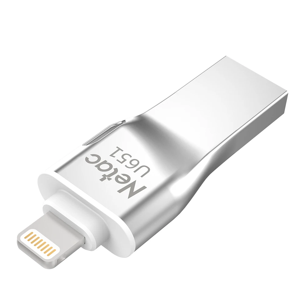 Netac U651 Lightning USB 3,0 OTG флеш-накопитель серебристый 32 Гб 64 Гб алюминиевый сплав USB3.0 флеш-диск металлический Флешка для iphone ipad PC