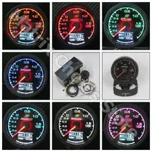 Люминесцентный манометр GReddi, 7 цветов, светильник, ЖК-дисплей с измерителем напряжения, автомобильный манометр, 62 мм, 2,5 дюйма, с датчиком, гоночный манометр