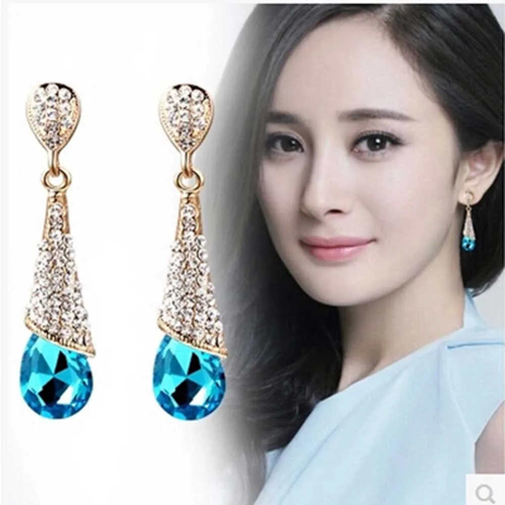 Clip Earrings Rhinestone Crystal For Women Party