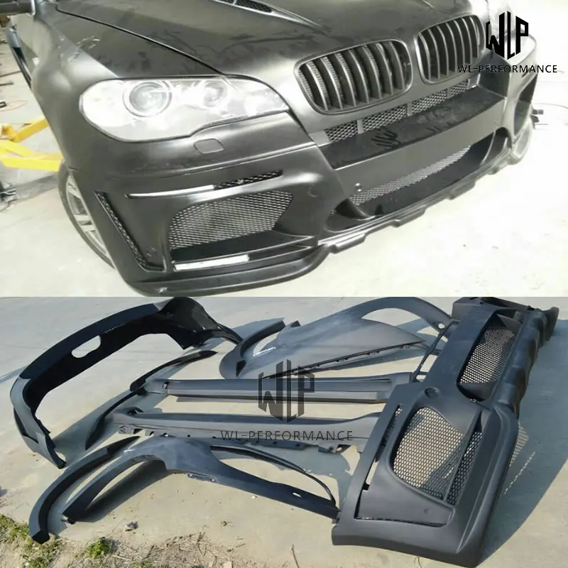 E70 FRP Неокрашенный комплект кузова автомобиля передний бампер для заднего бампера боковые юбки крылья для BMW E70 X5 2008-2013