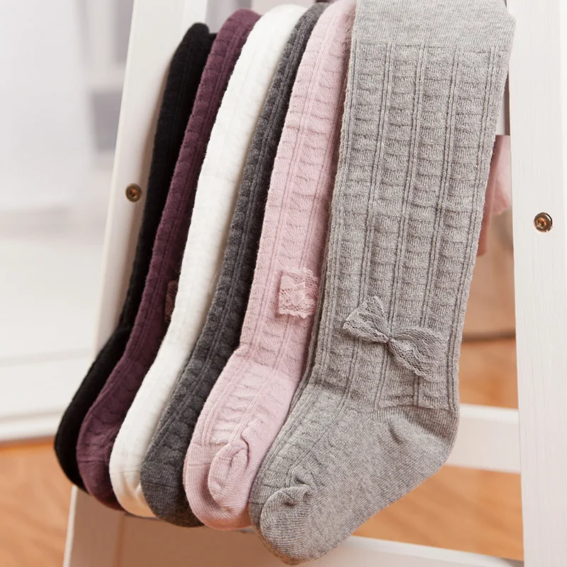 

6pcs/lot Baby Princess Ballet Cotton Tights with Bow Lace White Pink Newborns Stocking Girls Toddler Pantyhose 0-6Y wholesale