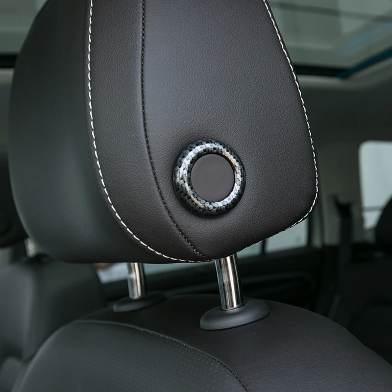 

Fit For Skoda Kodiaq 2017 2018 ABS Carbon fibre Car Seat Neck Pillow Button Cover Trim car styling accessories 2pcs