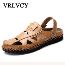 Мужские сандалии; мужская повседневная кожаная Летняя обувь с пряжкой; дышащая летняя удобная Пляжная обувь; стильная обувь