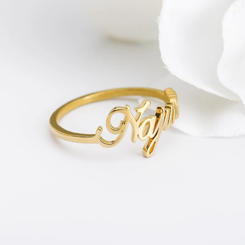 

Custom Name Ring Optional Size Stainless Steel Name Silver Ring Rose Gold Personalized Wedding Rings For Women Men Jewelry Gifts