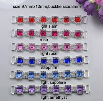 

(M0835) 97mmx12mm crystal chain for napkin use,silver plating,buckle size:8mm,six colors