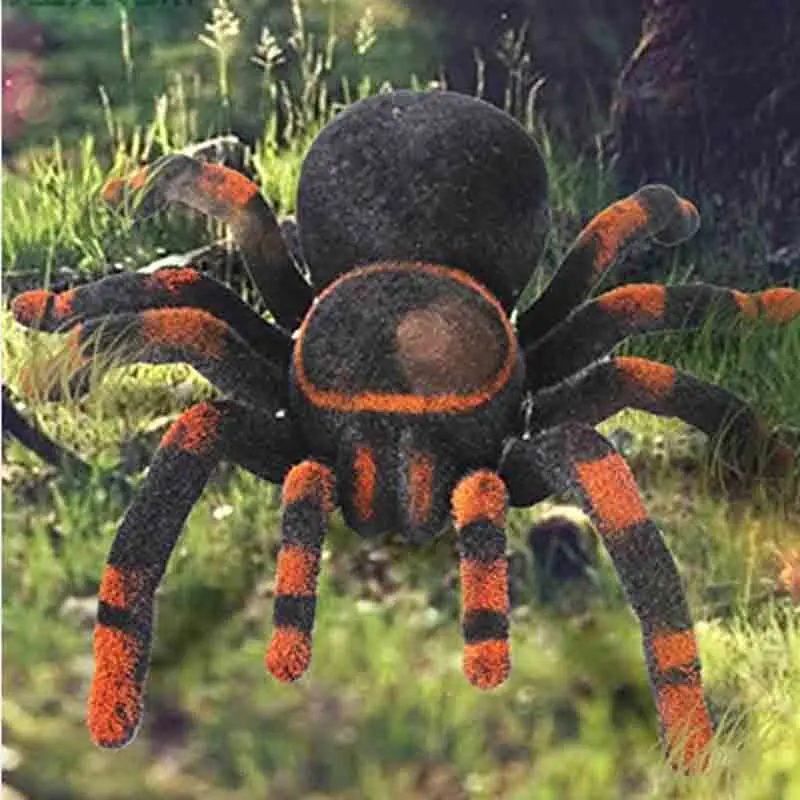 Brinquedos de Brincadeira Infravermelho Aranha Olho Brilho Halloween Simulação Assustador Pelúcia Tarântula Controle Remoto Complicado Macio 4-way rc 2 4-way infravermelho rc aranha olho brilho halloween