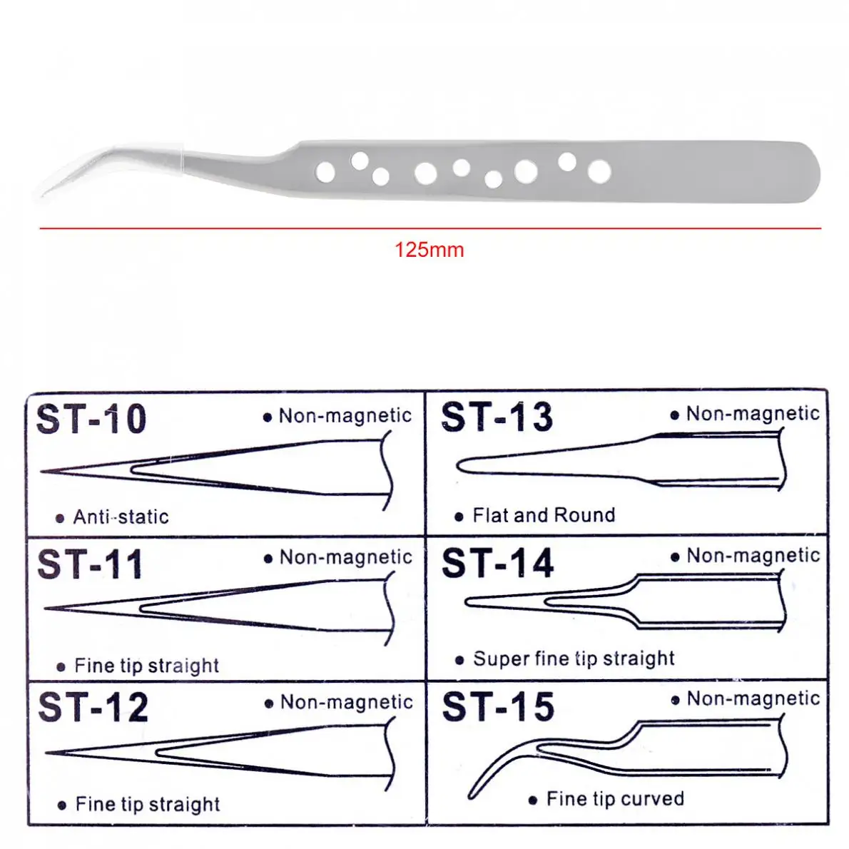 125 см Антистатические Легкий изогнутый кончик точность пинцеты из нержавеющей стали для ремонта телефона и электроники Промышленные